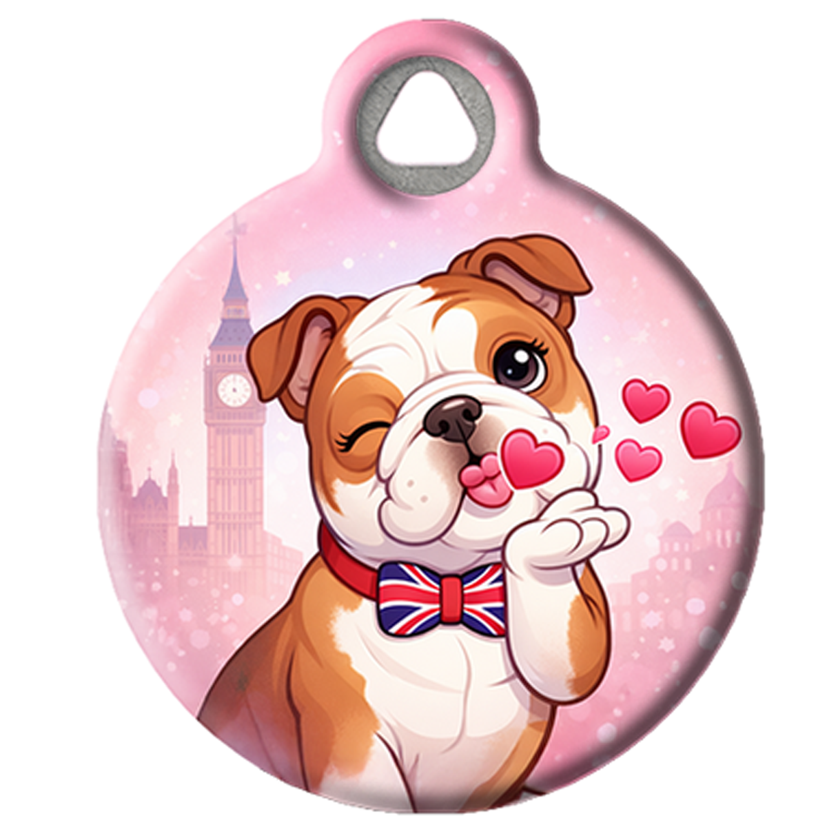 Adorable Bulldog Kiss Dog ID Tag