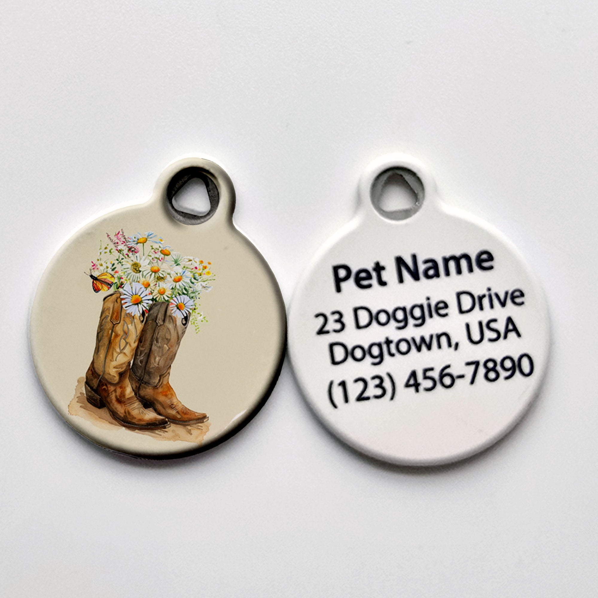 Cowboy Boots And Wildflowers Pet ID Tag