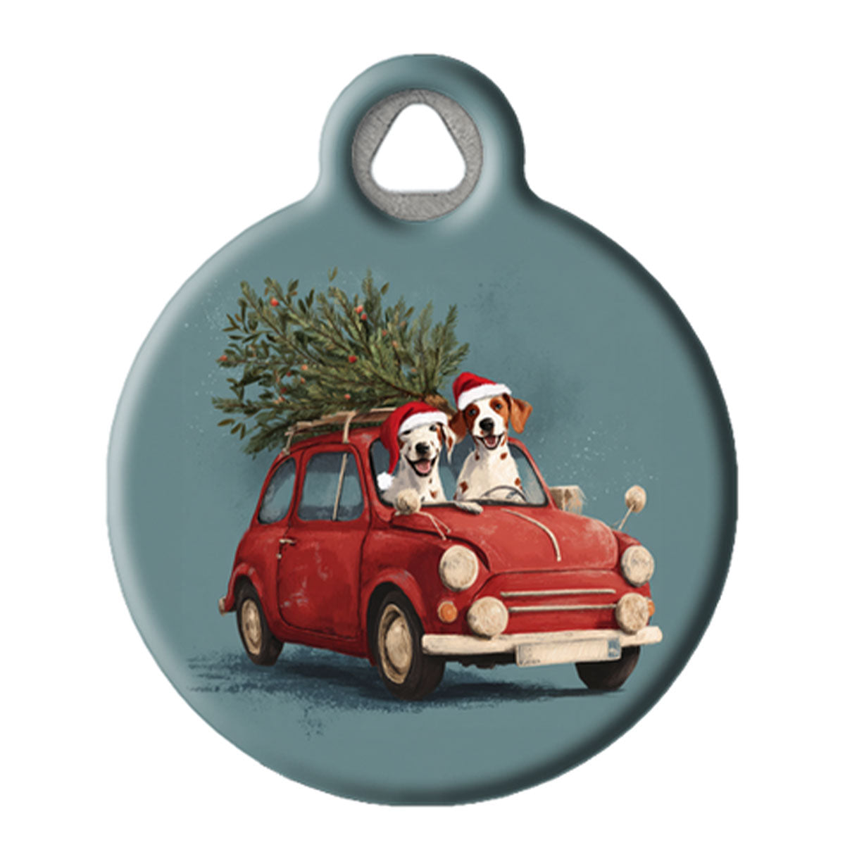 Festive Red Car Christmas Pet ID Tag