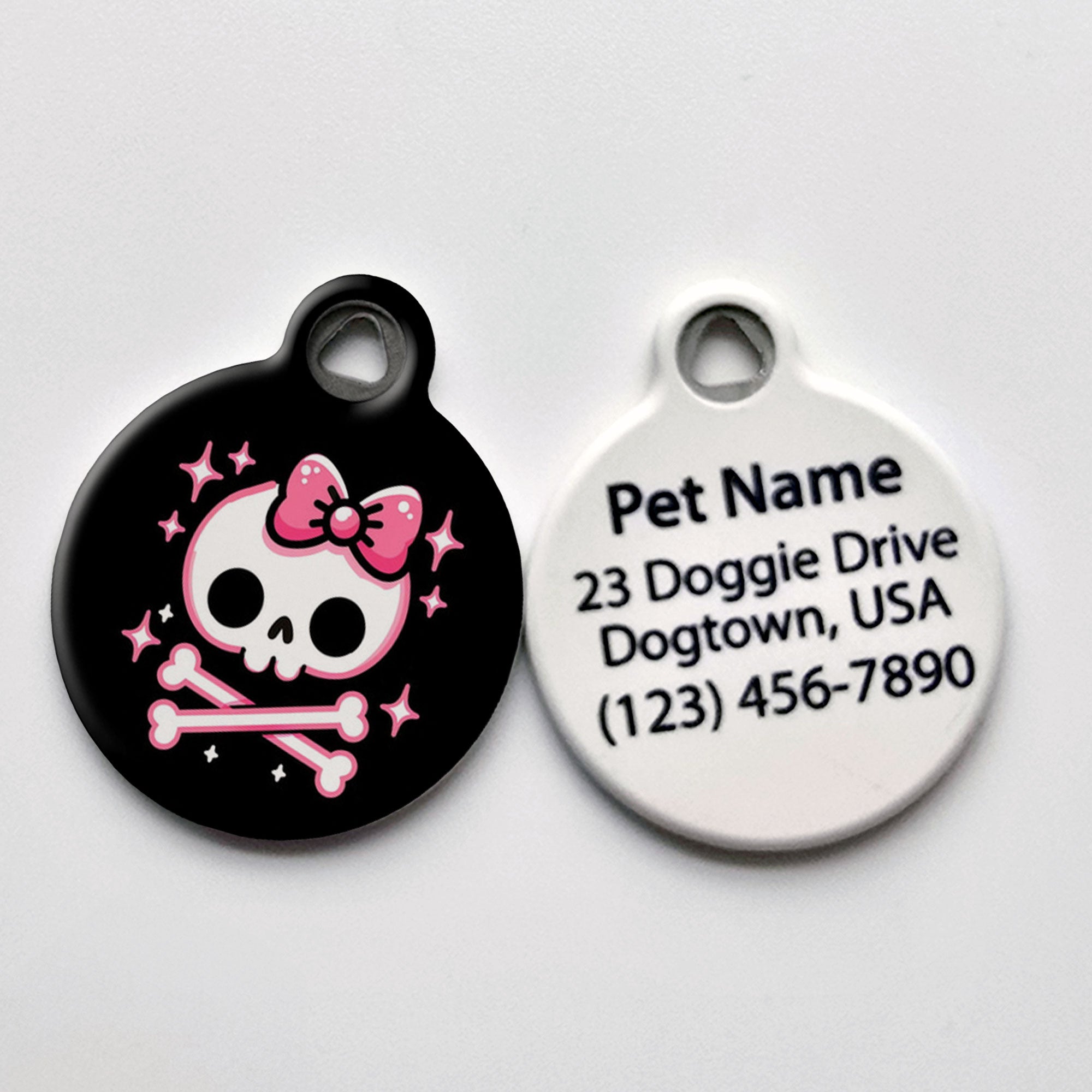 Cute Girl Skull And Crossbones Pet ID Tag