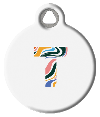 Fun Colorful Letter Monogram Pet ID Tag