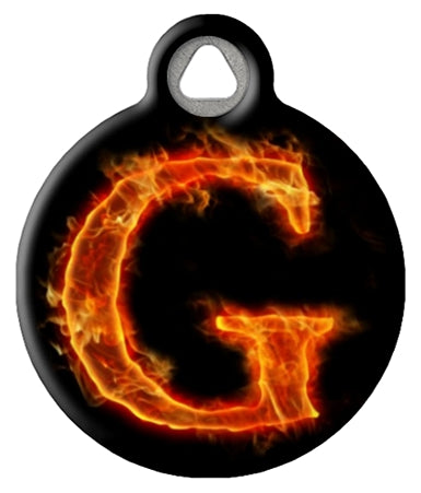 Fire Monogram A-Z Custom Pet ID Tag