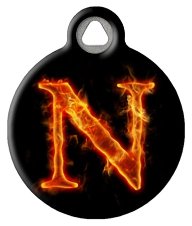 Fire Monogram A-Z Custom Pet ID Tag