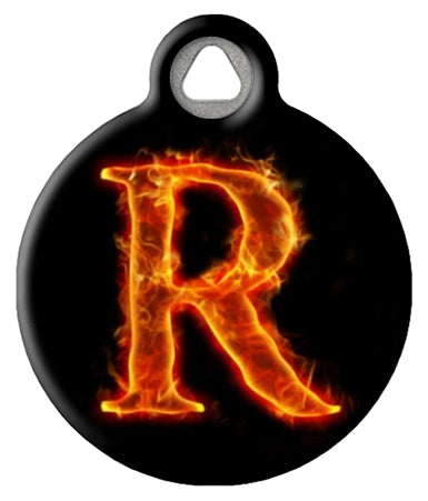 Fire Monogram A-Z Custom Pet ID Tag