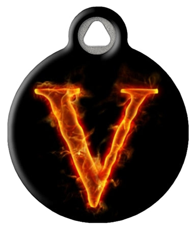 Fire Monogram A-Z Custom Pet ID Tag