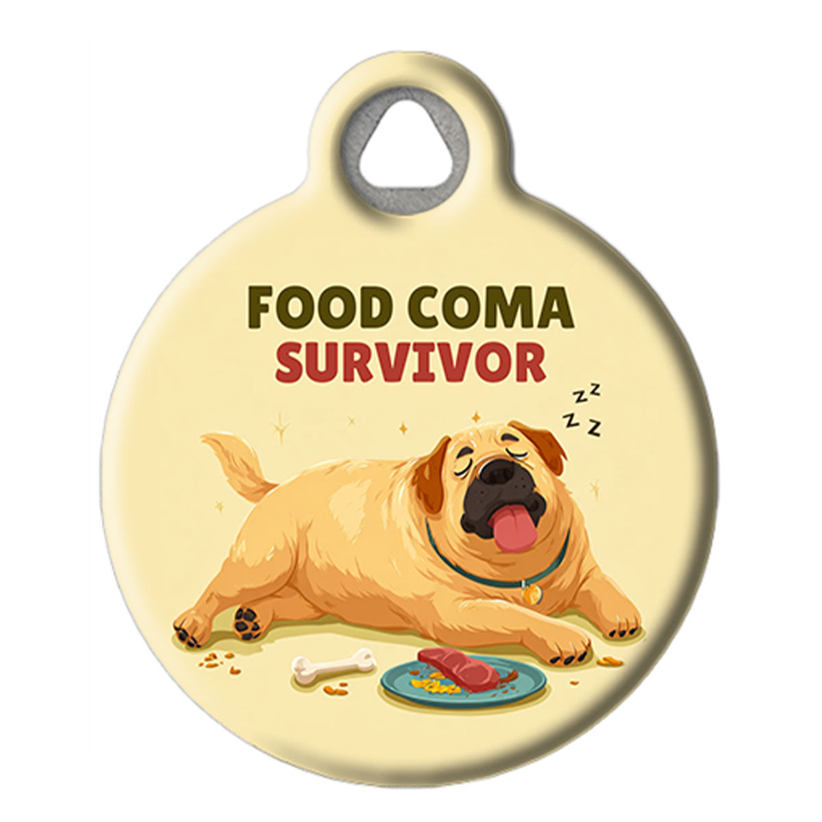 Food Coma Survivor Funny Thanksgiving Dog Tag