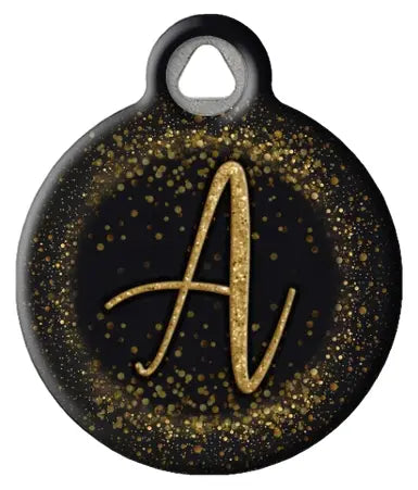 Gold Glitter Monogram Custom Pet ID Tags