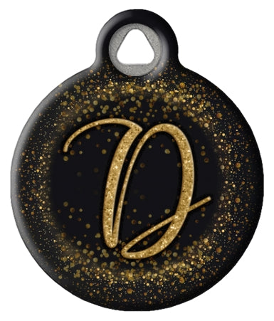 Gold Glitter Monogram Custom Pet ID Tags