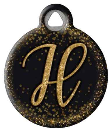 Gold Glitter Monogram Custom Pet ID Tags