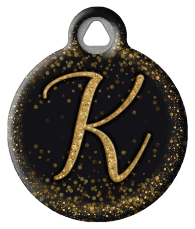 Gold Glitter Monogram Custom Pet ID Tags