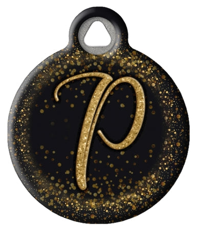 Gold Glitter Monogram Custom Pet ID Tags
