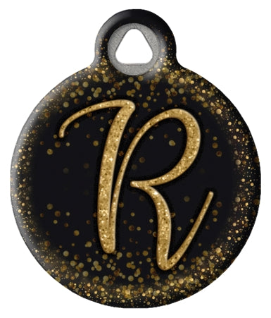 Gold Glitter Monogram Custom Pet ID Tags