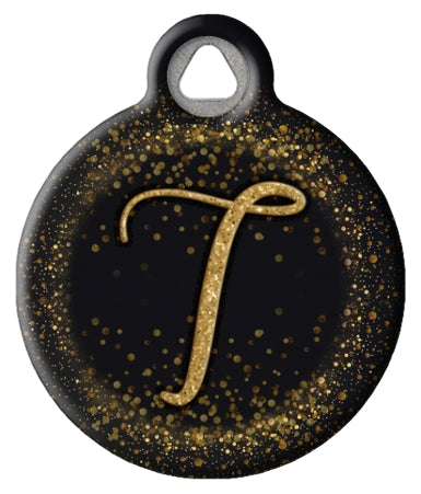 Gold Glitter Monogram Custom Pet ID Tags