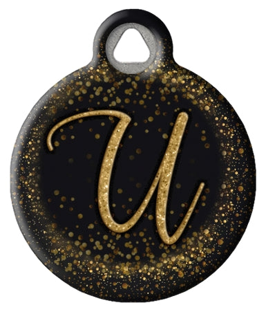 Gold Glitter Monogram Custom Pet ID Tags