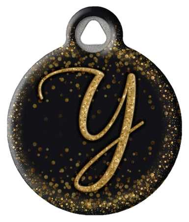 Gold Glitter Monogram Custom Pet ID Tags