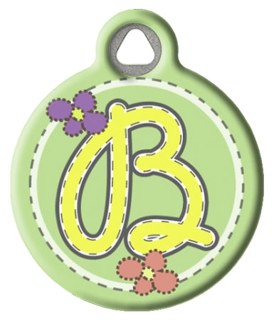 Green Stitch Monogram A-Z Pet ID Tag