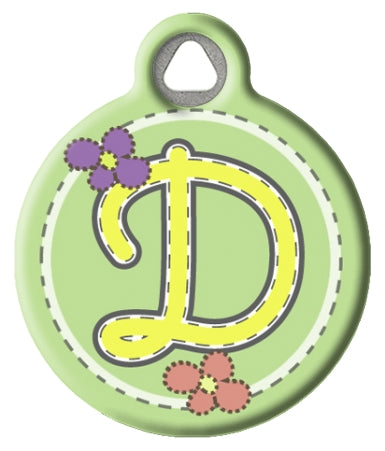 Green Stitch Monogram A-Z Pet ID Tag
