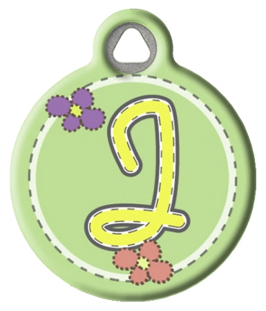 Green Stitch Monogram A-Z Pet ID Tag