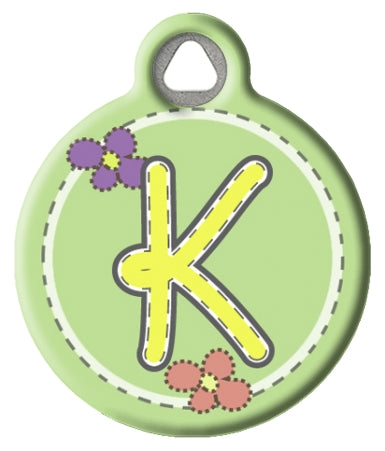Green Stitch Monogram A-Z Pet ID Tag