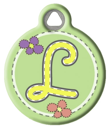 Green Stitch Monogram A-Z Pet ID Tag