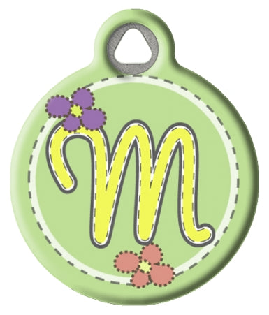Green Stitch Monogram A-Z Pet ID Tag