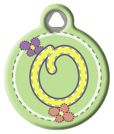 Green Stitch Monogram A-Z Pet ID Tag