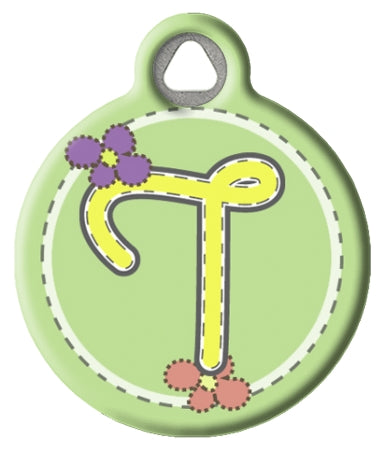 Green Stitch Monogram A-Z Pet ID Tag