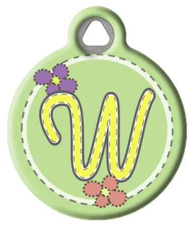 Green Stitch Monogram A-Z Pet ID Tag