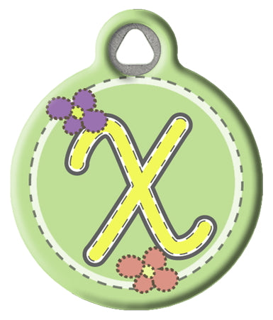 Green Stitch Monogram A-Z Pet ID Tag