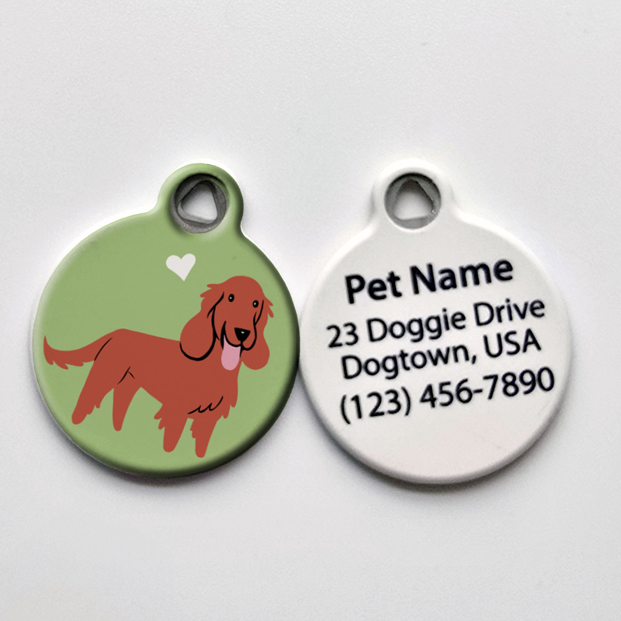 Cute Irish Setter Brown Dog ID Tag
