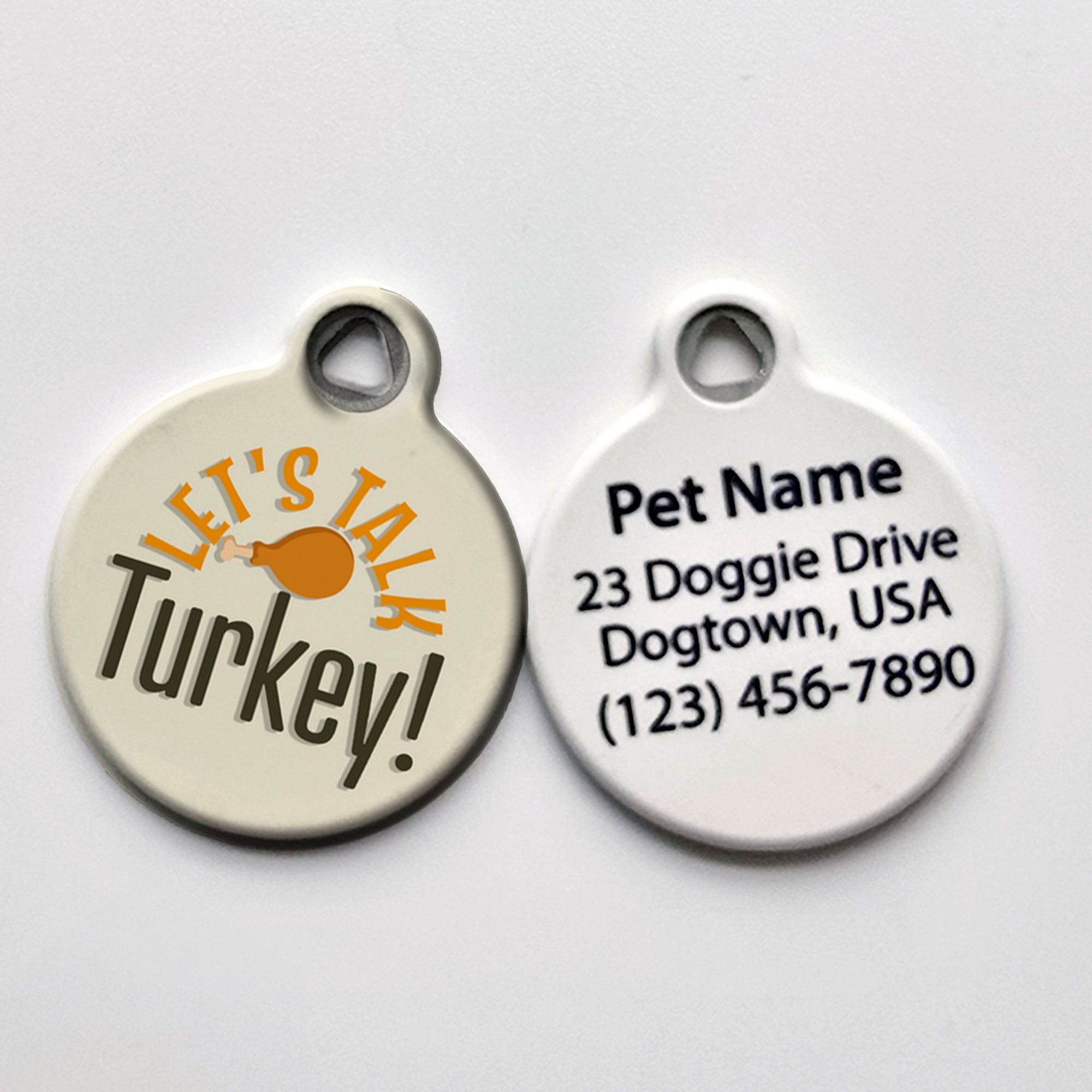 Lets Talk Turkey Thanksgiving Pet ID Tag