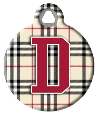 Monogram A-Z Dog ID Tag - Plaid