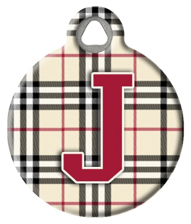 Monogram A-Z Dog ID Tag - Plaid