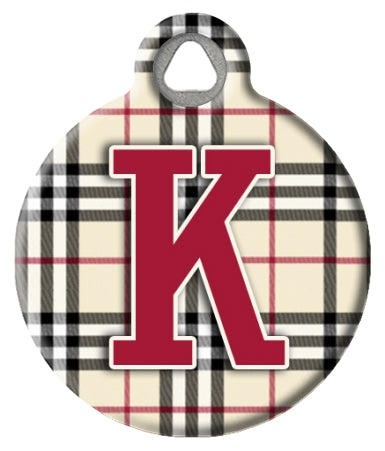 Monogram A-Z Dog ID Tag - Plaid