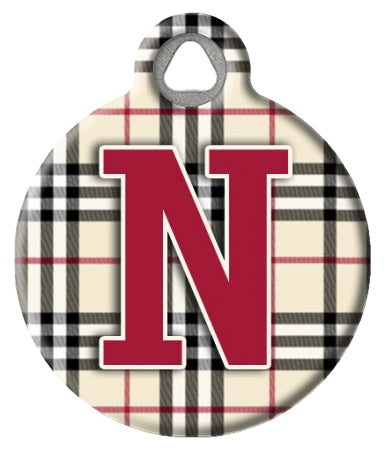 Monogram A-Z Dog ID Tag - Plaid