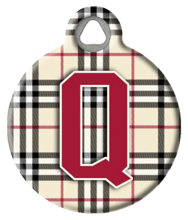 Monogram A-Z Dog ID Tag - Plaid