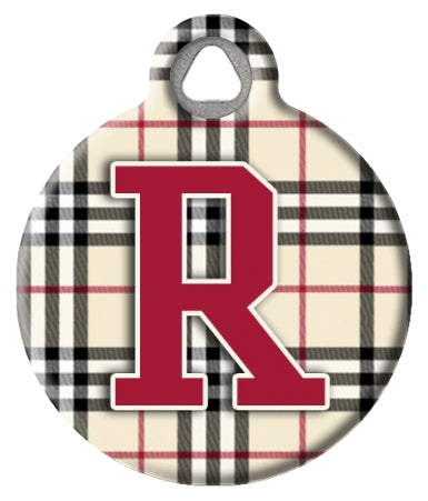 Monogram A-Z Dog ID Tag - Plaid