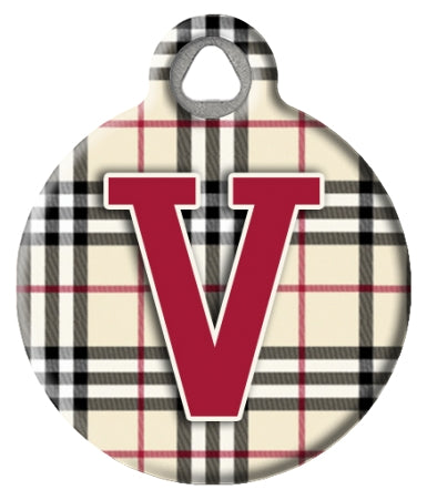 Monogram A-Z Dog ID Tag - Plaid
