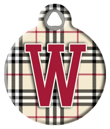 Monogram A-Z Dog ID Tag - Plaid