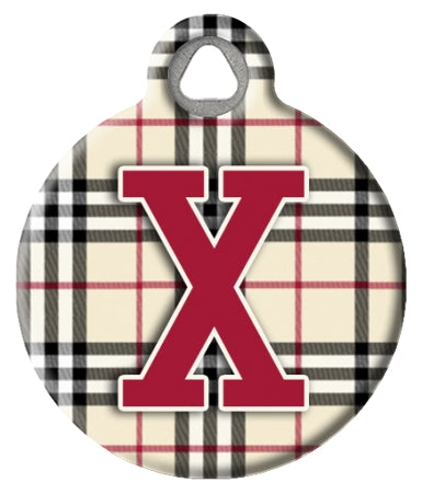 Monogram A-Z Dog ID Tag - Plaid