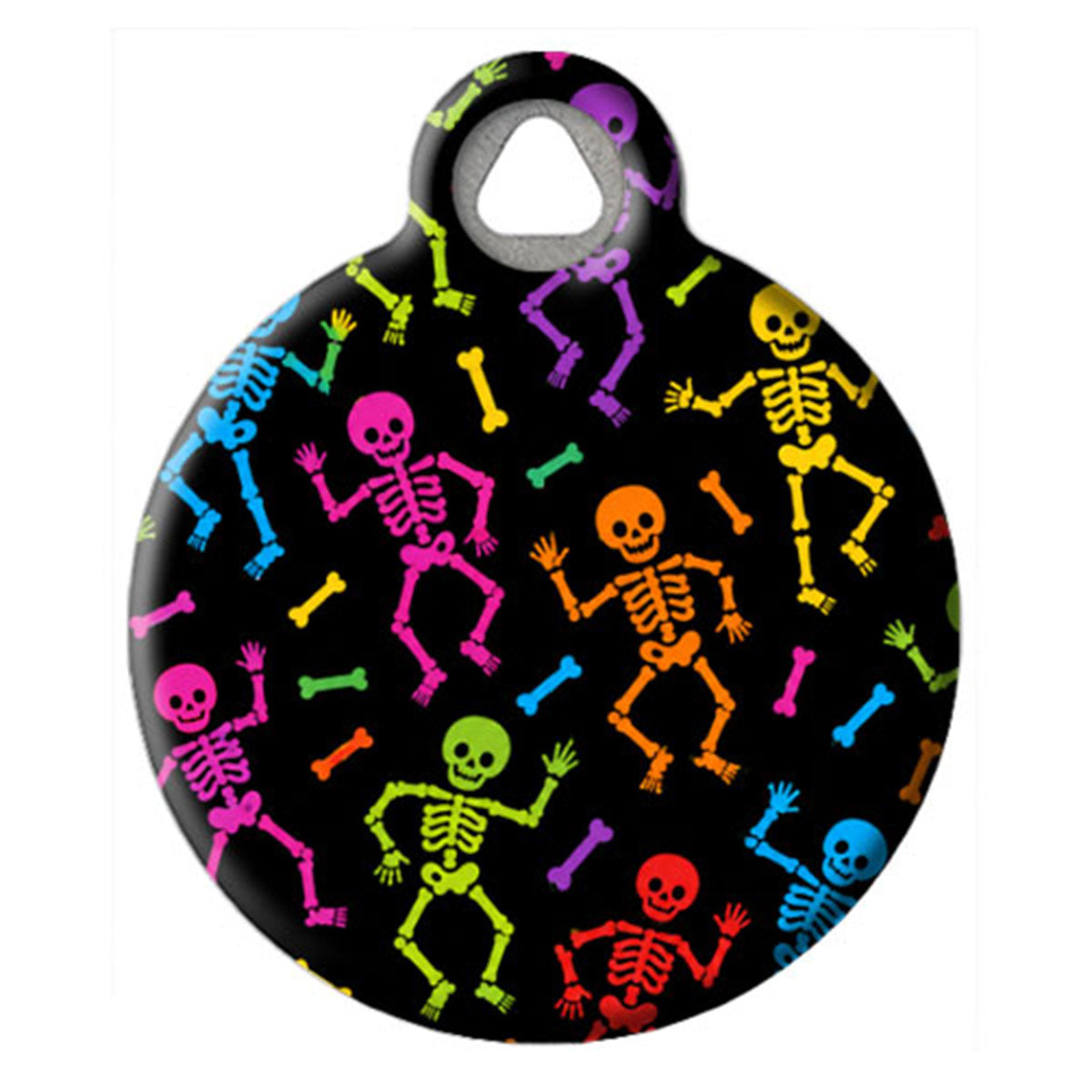 Neon Skeleton Halloween Pet ID Tag