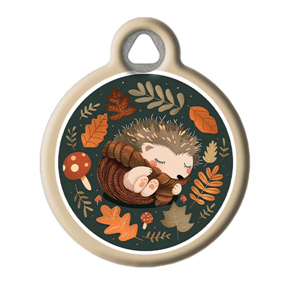 Sleeping Hedgehog Woodland Pet ID Tag
