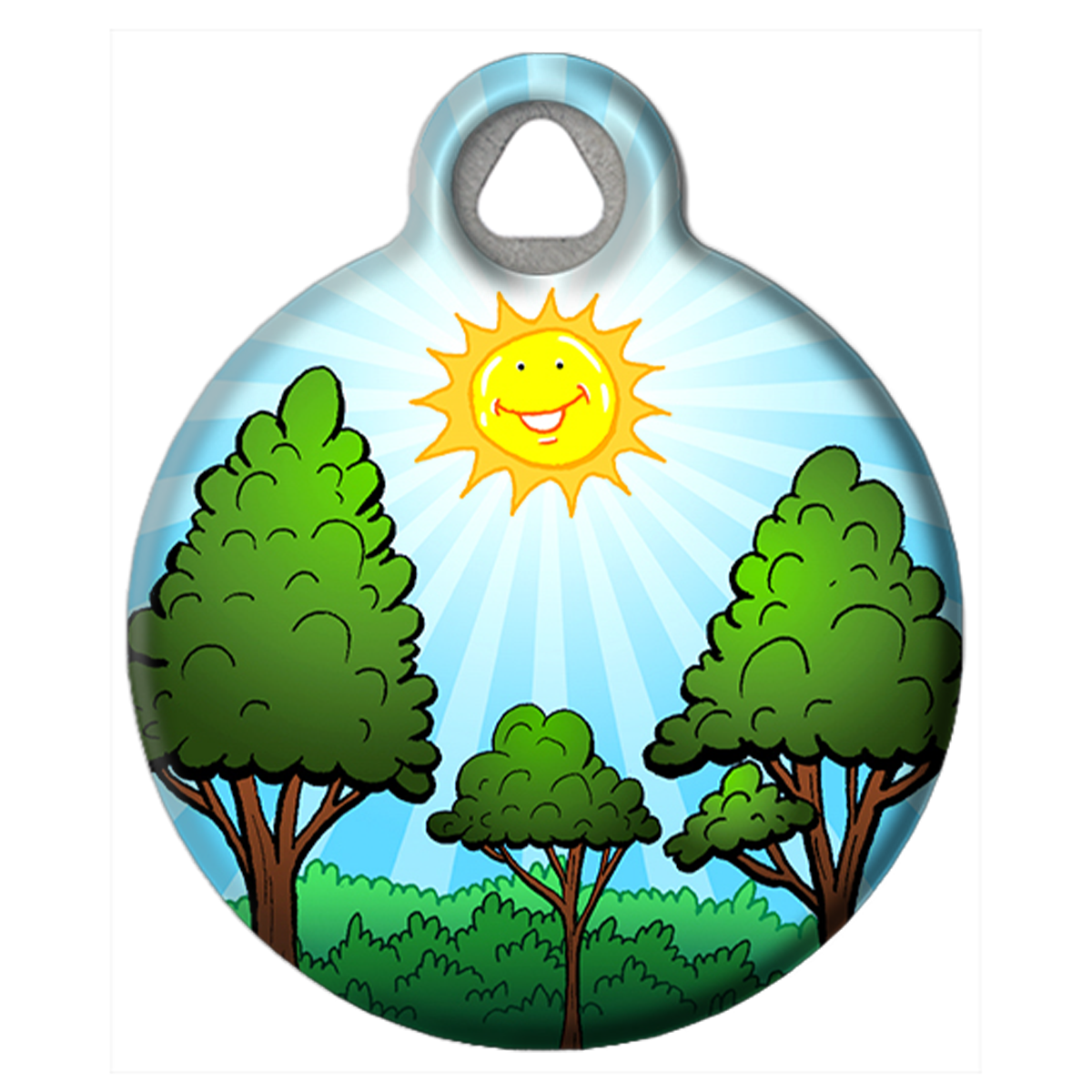 Happy Sun and Woodland Trees Dog ID Tag