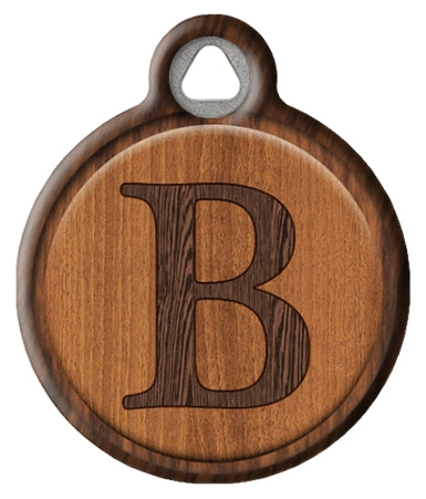 Faux Wood Monogram Pet ID Tag