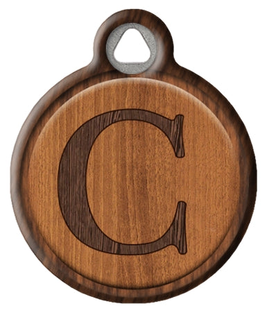 Faux Wood Monogram Pet ID Tag