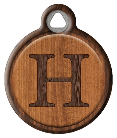 Faux Wood Monogram Pet ID Tag