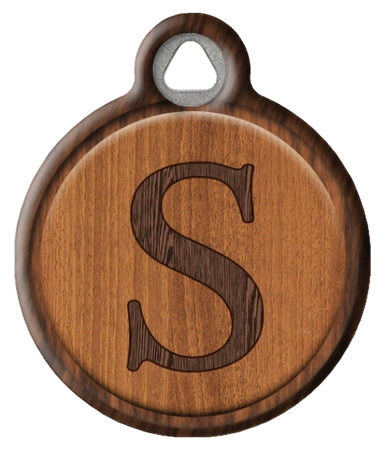 Faux Wood Monogram Pet ID Tag