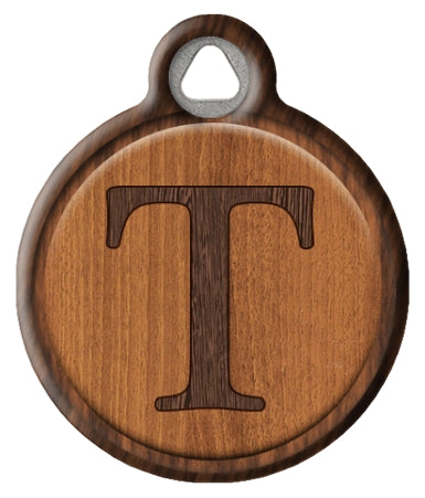 Faux Wood Monogram Pet ID Tag