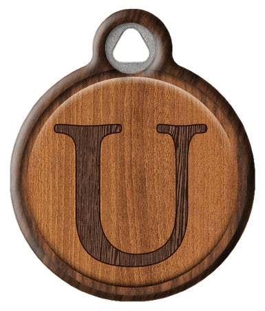 Faux Wood Monogram Pet ID Tag