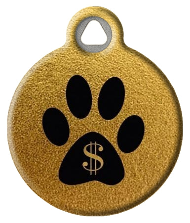 Gold Gangsta Paw Print Dog Name Tag